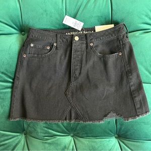 Distressed Black Denim Mini Skirt